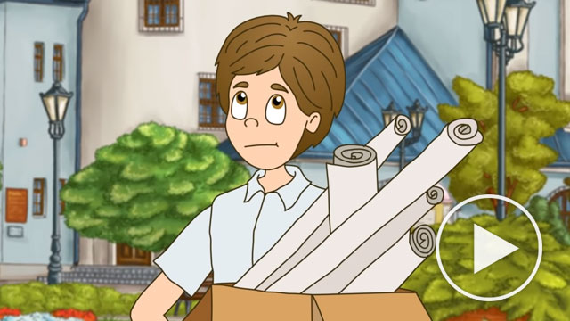 Filip, wynalazca z Żyrardowa - grafika z animacji 2d